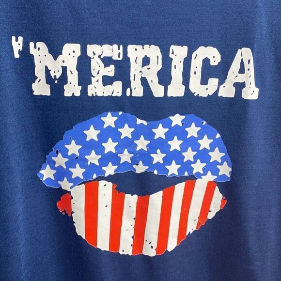 ‘MERICA Navy Sleeveless Top Size Large NEW - Picture 3 of 5